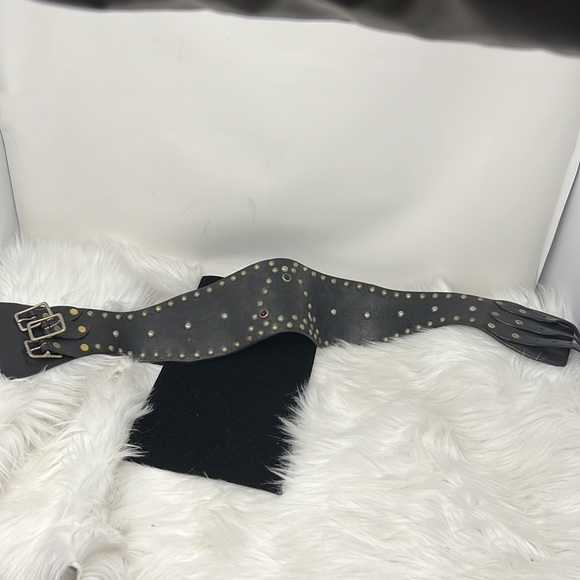 Vintage Ralph Lauren Kidney Leather Studded Corset Belt Women’s Small Black - Picture 4 of 15